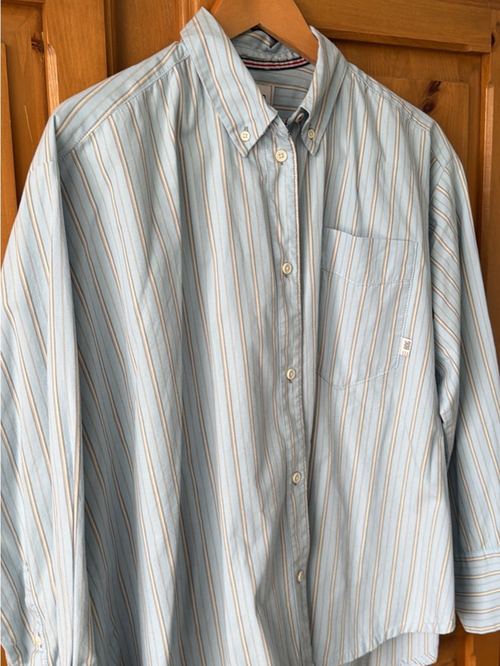 Light Blue Striped women’s button-Down Shirt